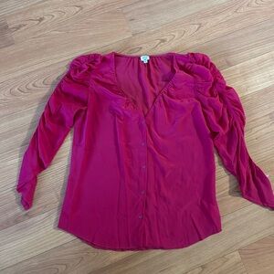 Wilfred Pink Silk Puff Shoulder Blousee